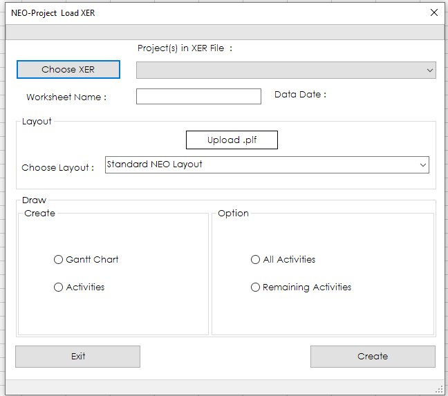 See the Project Schedule Native Files (XER) with EXCEL