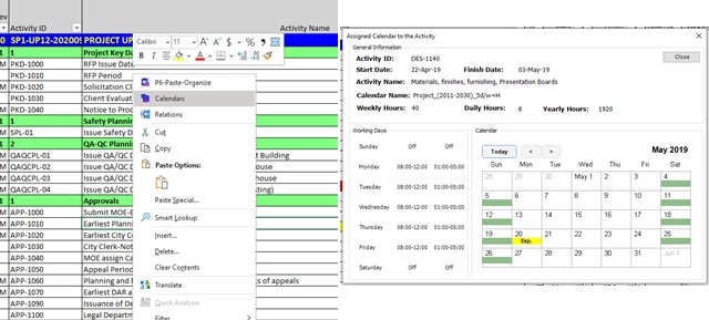 See the Project Schedule native files (XER) with Excel